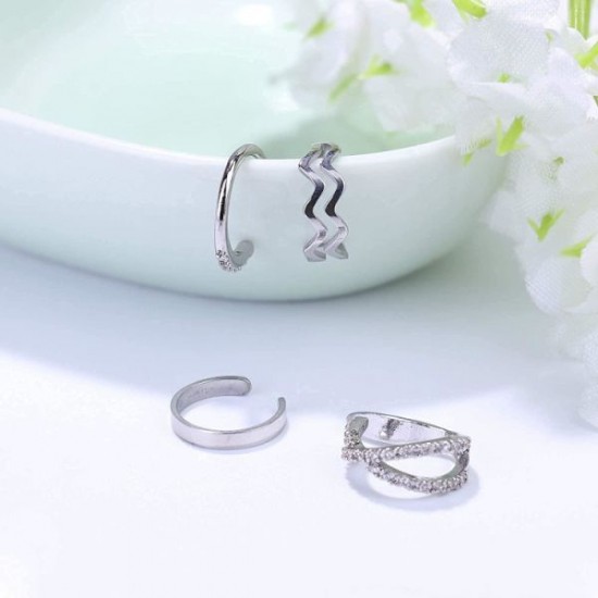 Ear Cuff Earrings For Women Non Pierced Cubic Zirconia Round Huggie Hoop Cartilage Clip On Conch Earring Cuffs